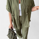 Ensemble Chemise et Pantalon Lani en Coton et Lin Détendu