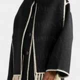 Manteau Pauline à coupe ample avec écharpe frangée intégrée