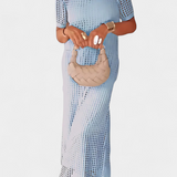 Robe Balbina en Deux Pièces avec Col Bateau et Détails Découpés