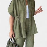 Ensemble Chemise et Pantalon Lani en Coton et Lin Détendu