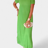 Robe Balbina en Deux Pièces avec Col Bateau et Détails Découpés