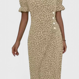 Robe Midi Florale Joana avec Décolleté en V et Manches Courtes