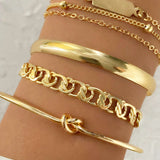 Ensemble de Bracelets en Chaîne Métallique de 4 Pièces