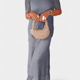 Robe Balbina en Deux Pièces avec Col Bateau et Détails Découpés