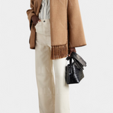 Manteau Pauline à coupe ample avec écharpe frangée intégrée