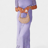 Robe Balbina en Deux Pièces avec Col Bateau et Détails Découpés