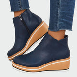 Rebeca | Bottines orthopédiques en cuir noir avec talon compensé