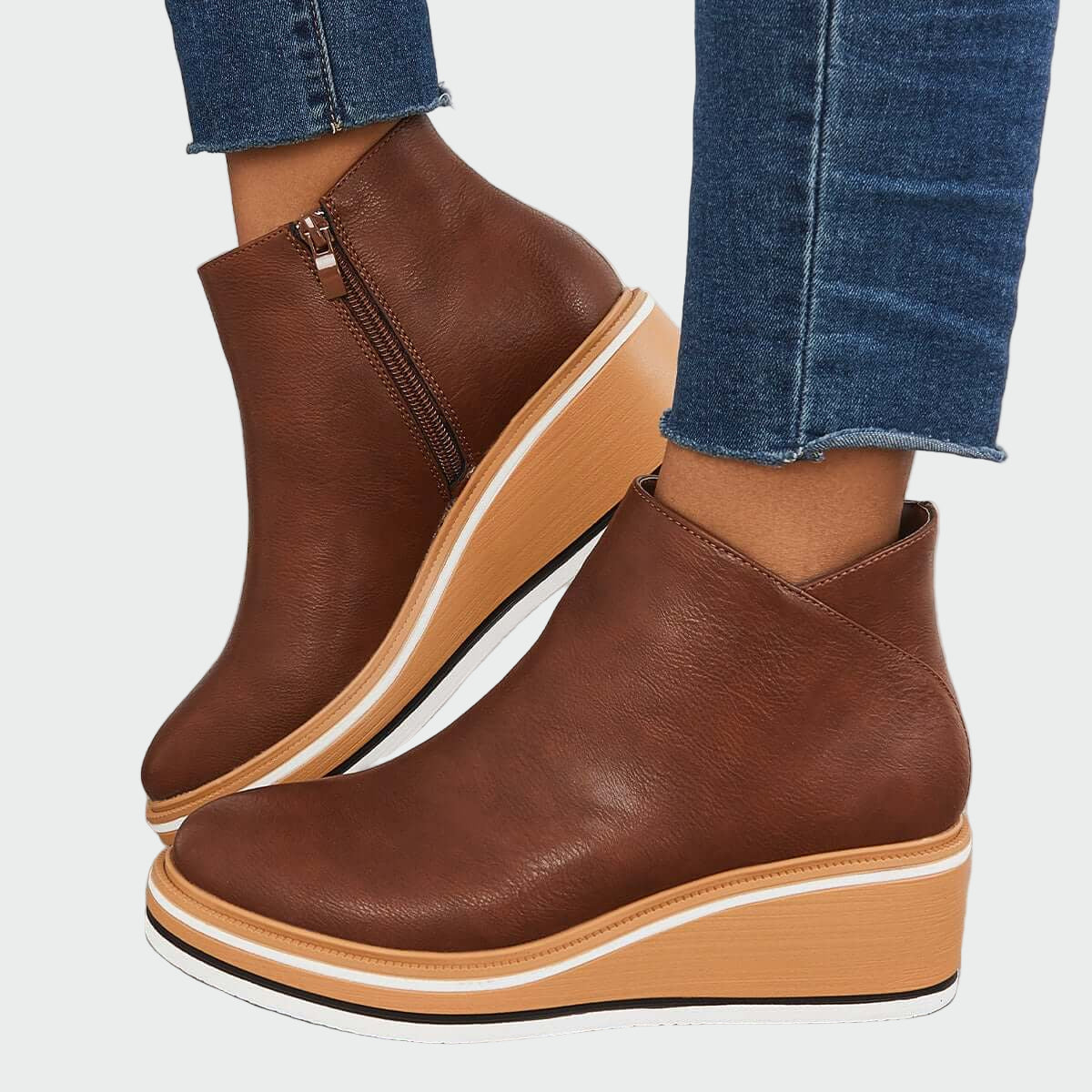 Rebeca | Bottines orthopédiques en cuir noir avec talon compensé