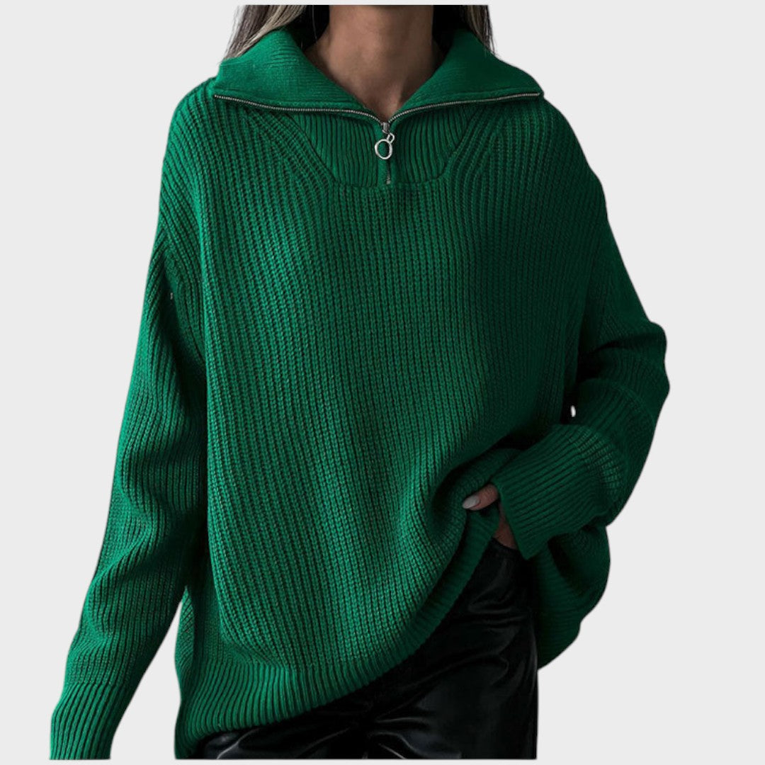 Eliana™ | Pull Tricot Col Montant avec Zip