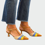 Chaussures en cuir à talons bas Magdaléna sophistiquées avec embellissements