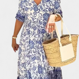 Robe Florale Bohémienne Elcira avec Décolleté en V et Volants
