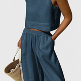 Ensemble Avelina Minimaliste en Coton et Lin Léger
