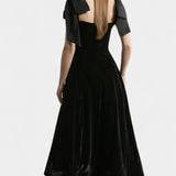 Robe Midi en Velours Sans Manches Ajla avec Nœud