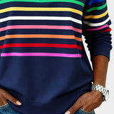Raquel™ | Sweat à capuche à rayures avec zip demi-long
