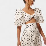 Ensemble Jupe à Manches Bouffantes à Pois Sherine
