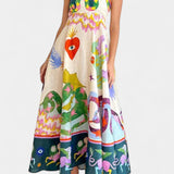 Robe midi en mélange de lin imprimé Arlene