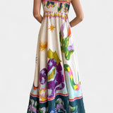 Robe midi en mélange de lin imprimé Arlene