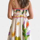 Robe midi en mélange de lin imprimé Arlene