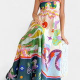 Robe midi en mélange de lin imprimé Arlene