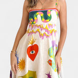 Robe midi en mélange de lin imprimé Arlene