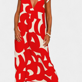 Robe décontractée Asela avec décolleté en V et imprimé mixte