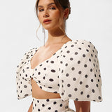 Ensemble Jupe à Manches Bouffantes à Pois Sherine