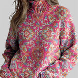 Claudia™ | Pull à col montant fleuri