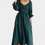 Robe Petra à Deux Niveaux avec Corsage Froncé et Manches Bouffantes