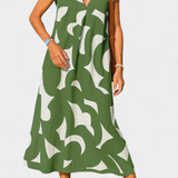 Robe décontractée Asela avec décolleté en V et imprimé mixte