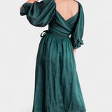 Robe Petra à Deux Niveaux avec Corsage Froncé et Manches Bouffantes