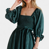 Robe Petra à Deux Niveaux avec Corsage Froncé et Manches Bouffantes