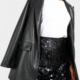 Jupe Mini Sequins Veena en Noir, Or ou Argent
