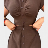 Robe Midi Griselda avec Boutons et Taille Découverte