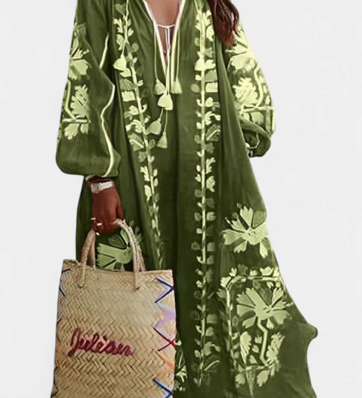 Robe Florale à Manches Longues Alessia en Style Bohémien
