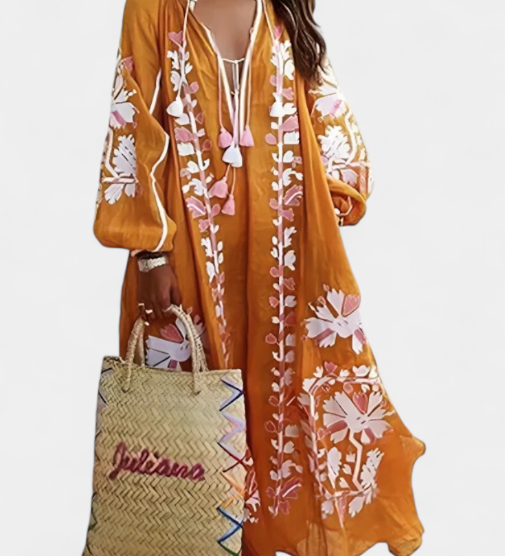 Robe Florale à Manches Longues Alessia en Style Bohémien