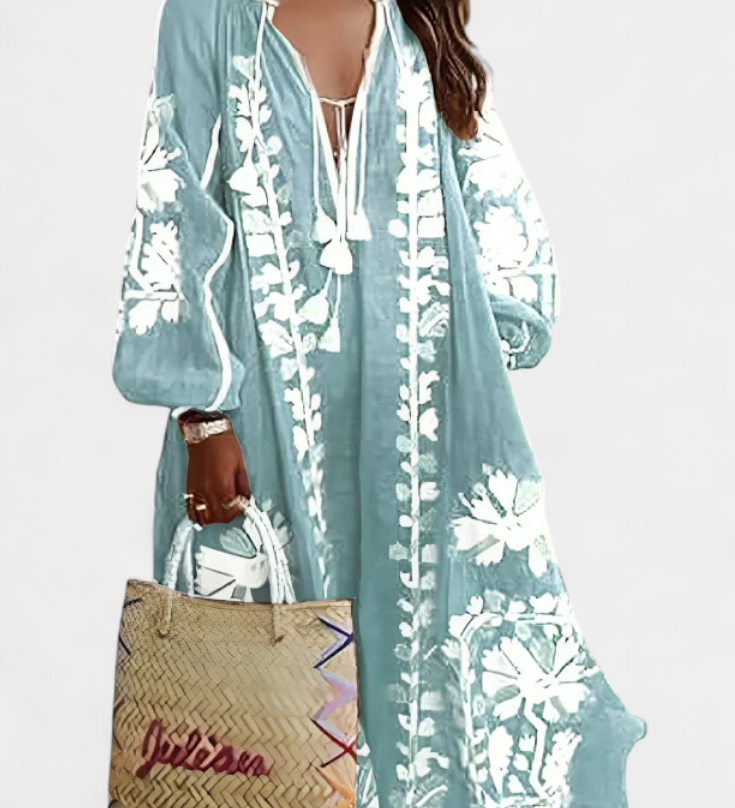 Robe Florale à Manches Longues Alessia en Style Bohémien
