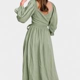 Robe Petra à Deux Niveaux avec Corsage Froncé et Manches Bouffantes