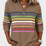 Raquel™ | Sweat à capuche à rayures avec zip demi-long