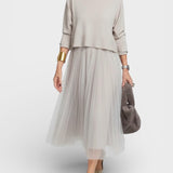 Claudia™ | Robe en Tricot Élegante avec Tulle