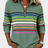 Raquel™ | Sweat à capuche à rayures avec zip demi-long
