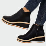 Rebeca | Bottines orthopédiques en cuir noir avec talon compensé