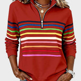Raquel™ | Sweat à capuche à rayures avec zip demi-long