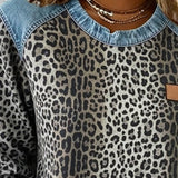 Marta™ | Sweat à capuche en denim avec imprimé léopard