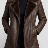 Victoria™ | Veste en Cuir Doublée en Laine de Mouton