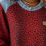 Marta™ | Sweat à capuche en denim avec imprimé léopard