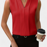 Blouse sans manches Nele avec décolleté en V et coupe fluide