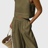 Ensemble Avelina Minimaliste en Coton et Lin Léger