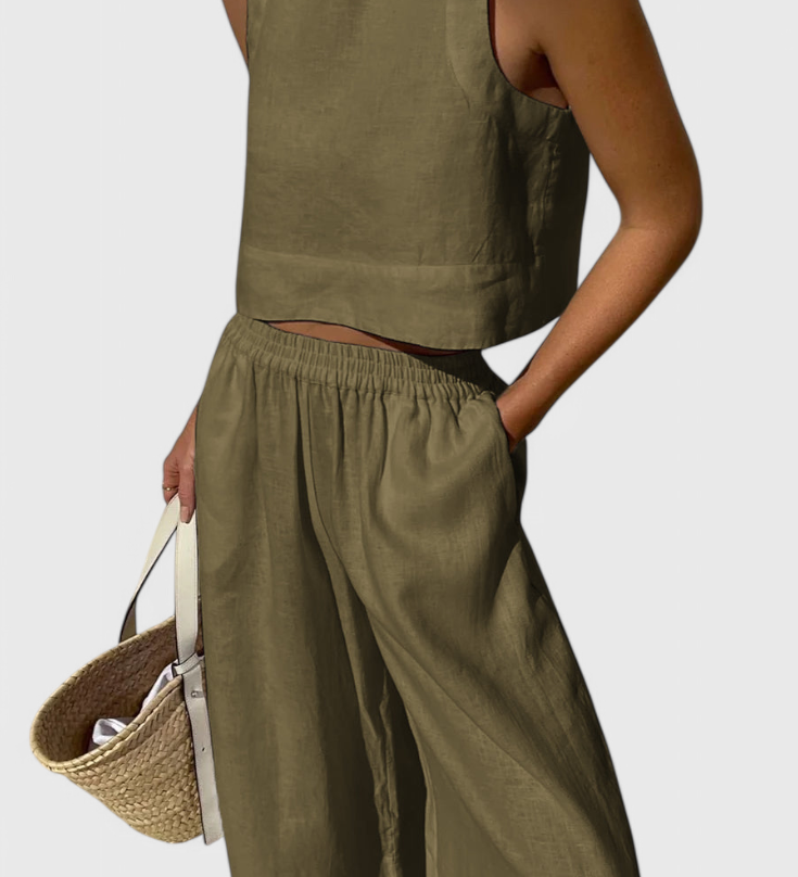 Ensemble Avelina Minimaliste en Coton et Lin Léger