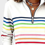 Raquel™ | Sweat à capuche à rayures avec zip demi-long