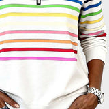 Raquel™ | Sweat à capuche à rayures avec zip demi-long